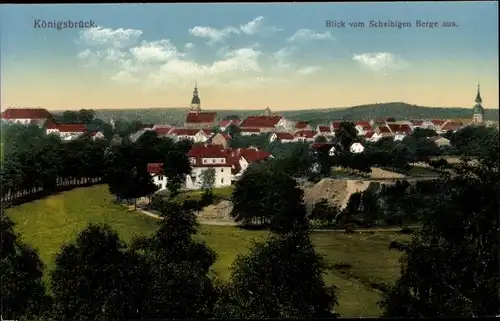 Ak Königsbrück in der Oberlausitz, Ortsansicht vom Scheibigen Berg