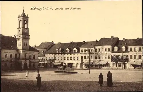Ak Königsbrück in der Oberlausitz, Markt am Rathaus