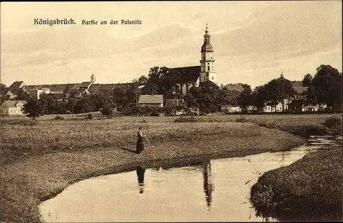 Ak Königsbrück in der Oberlausitz, Partie an der Pulsnitz