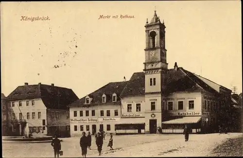 Ak Königsbrück in der Oberlausitz, Markt mit Rathaus