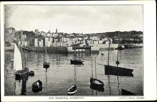 Ak Guernsey Kanalinseln, Old Harbour, boats