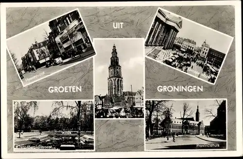 Ak Groningen Niederlande, Heerestaat, Provinciehuis, Groote Markt
