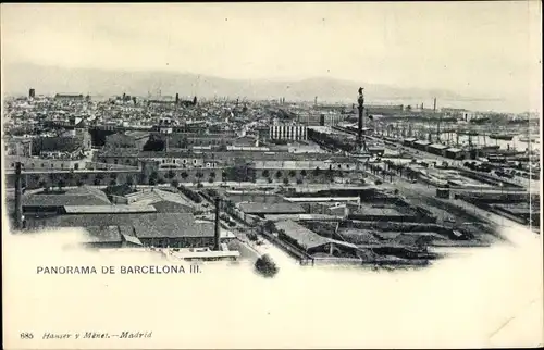 Ak Barcelona Katalonien, Panoramaansicht der Stadt