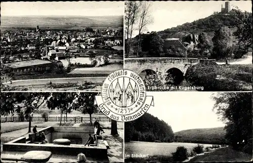 Ak Volkmarsen in Nordhessen, Total, Sauerbrunnen, Erpbrücke, im Stöckert, Kugelsburg