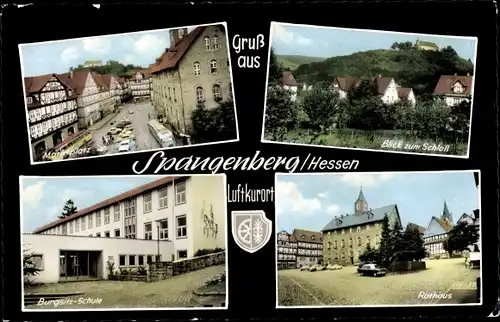 Ak Spangenberg in Hessen, Marktplatz, Schlossblick, Rathaus, Burgsitz Schule