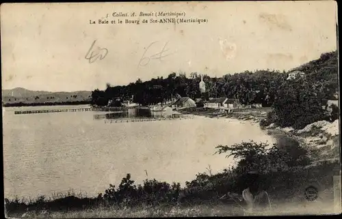 Ak Bourg de Sainte Anne Martinique, La Baie, Bucht, Gebäude