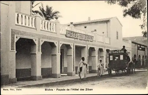 Ak Biskra Algerien, Facade de l'Hotel des Ziban