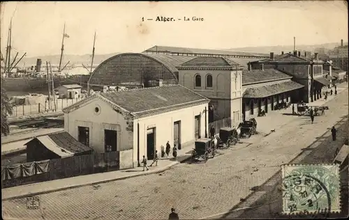 Ak Algier Alger Algerien, La Gare, Bahnhof