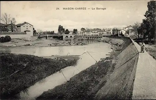 Ak Maison Carrée Nîmes Gard, Le Barrage