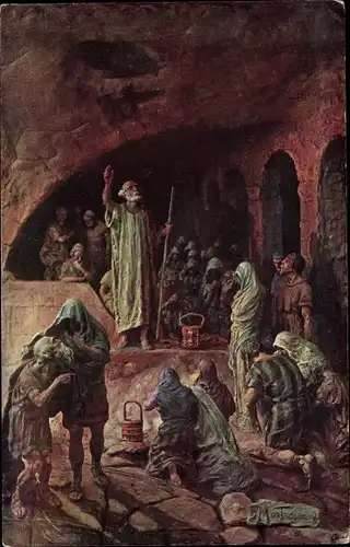 Künstler Ak Mastroianni, Domenico, Szene aus Quo Vadis, Im Ostrianum