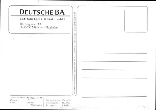 Ak Boeing 737-300, Deutsche BA, Passagierflugzeuge