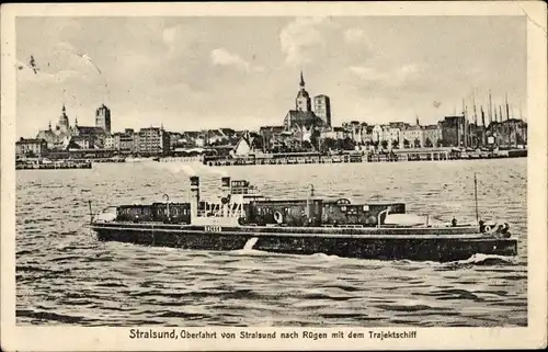Ak Stralsund in Mecklenburg Vorpommern, Überfahrt nach Rügen mit dem Trajektschiff