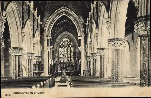 Ak Bodelwyddan Wales, Church, interior, Innenansicht der Kirche
