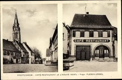 Ak Pfaffenheim Elsass Haut Rhin, Café Restaurant A l'Arbre Vert