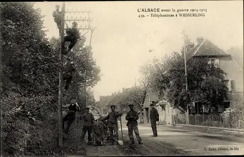 Ak Husseren Wesserling Hüsseren Wesserling Elsass Haut Rhin, Téléphonistes, I. WK