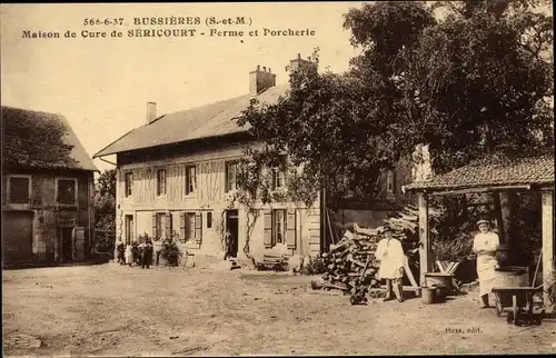 Ak Bussières Seine et Marne, Maison de Cure de Séricourt, Ferme et Porcherie