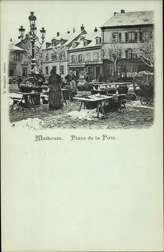 Ak Mulhouse Mülhausen Elsass Haut Rhin, Place de la Paix, Buchhandlung