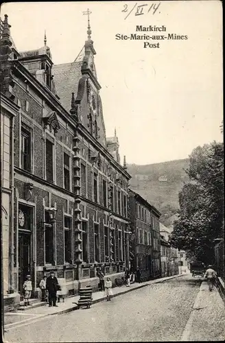 Ak Sainte Marie aux Mines Markirch Elsass Haut Rhin, Post, Straßenpartie