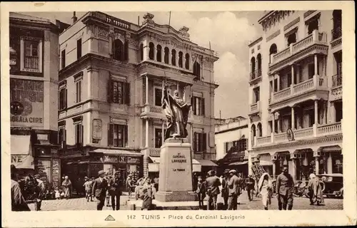 Ak Tunis Tunesien, Place du Cardinal Lavigerie, Denkmal