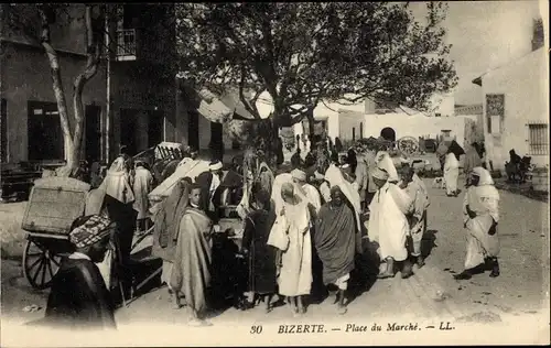 Ak Bizerte Tunesien, Place du Marché, Araber, Maghreb