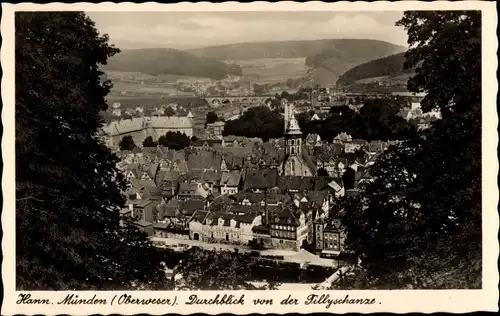 Ak Hann. Münden in Niedersachsen, Durchblick von der Tillyschanze