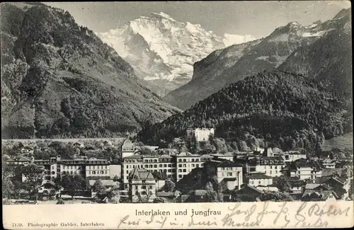 Ak Interlaken Kt. Bern Schweiz, Jungfrau, Landschaftspanorama