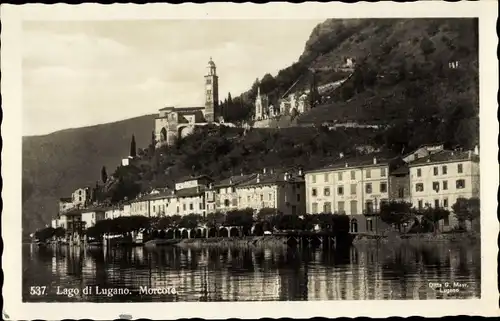 Ak Morcote Lago di Lugano Kt. Tessin, Totalansicht von der Stadt