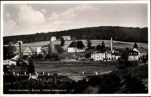 Ak Brüderwiese Deutscheinsiedel Deutschneudorf im Erzgebirge, Panorama vom Ort