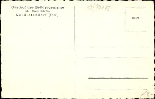 Ak Neudietendorf Nesse Apfelstädt Thüringen, Gasthof der Brüdergemeine