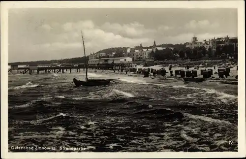 Ak Ostseebad Zinnowitz auf Usedom, Strandpartie