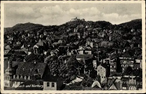 Ak Lutherstadt Eisenach in Thüringen, Panorama vom Ort m. der Wartburg