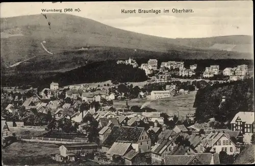 Ak Braunlage im Oberharz, Panorama vom Ort m. Wurmberg