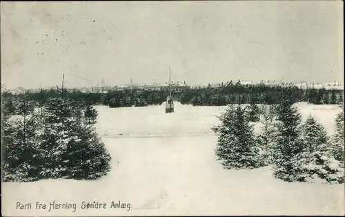 Ak Herning Dänemark, Sondre Anlaeg, Schneelandschaft