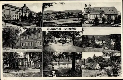 Ak Clausthal Zellerfeld Oberharz, Bergakademie, Marktkirche, Johanneser Kurhaus, Oberharzer Museum
