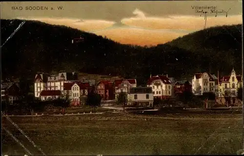 Ak Bad Sooden Allendorf in Hessen, Villenviertel, Abendstimmung