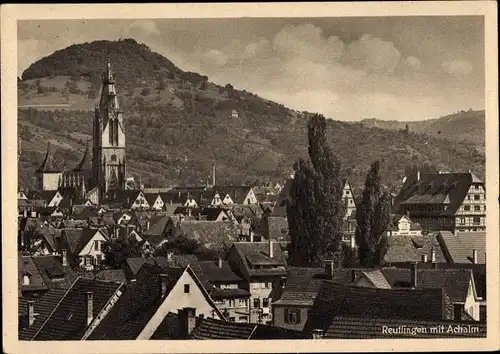 Ak Reutlingen in Baden Württemberg, Panorama vom Ort m. Achalm