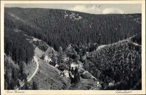 Ak Duszniki Zdrój Bad Reinerz Schlesien, Panorama vom Ort m. Schmelzetal