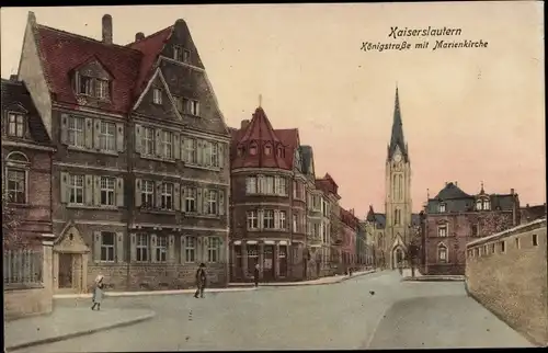 Ak Kaiserslautern in Rheinland Pfalz, Königstraße mit Marienkirche