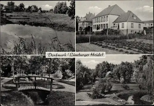 Ak Dorfmark Bad Fallingbostel Niedersachsen, Parkanlage, Gebäude, Partie am Wasser
