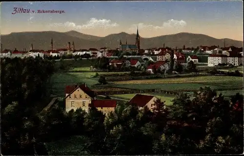 Ak Zittau in der Oberlausitz, Panorama vom Eckertsberg
