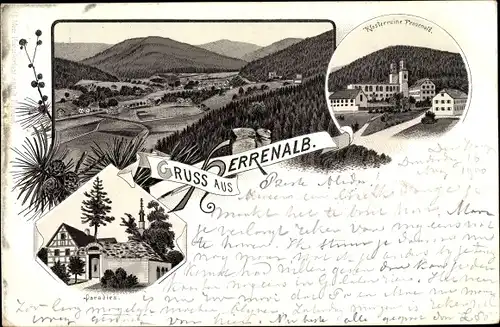 Litho Bad Herrenalb im Schwarzwald, Klosterruine Frauenalb, Paradies