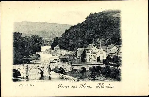 Ak Hann. Münden in Niedersachsen, Weserblick, Stadt, Brücke