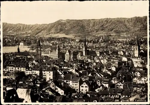 Ak Zürich Stadt Schweiz, Panorama vom Ort m. Uetliberg