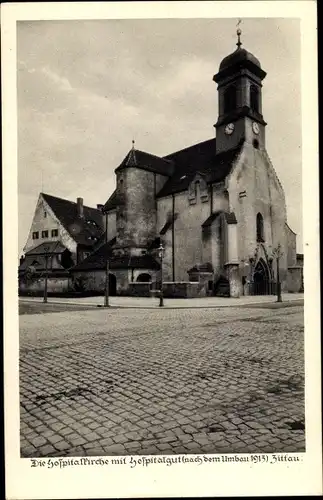 Ak Zittau in der Oberlausitz, Hospitalkirche m. Hospitalgut nach dem Umbau 1913