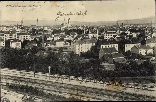 Ak Zittau in der Oberlausitz, Panorama vom Kummersberg aus
