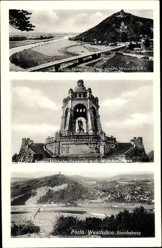 Ak Porta Westfalica in Nordrhein Westfalen, Kaiser Wilhelm Denkmal, Wittekindsberg, Jacobsberg