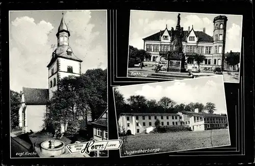 Ak Horn Bad Meinberg Nordrhein Westfalen, Rathaus, evgl. Kirche, Jugendherberge