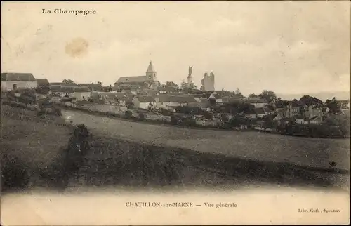 Ak Chatillon sur Marne, Gesamtansicht der Stadt