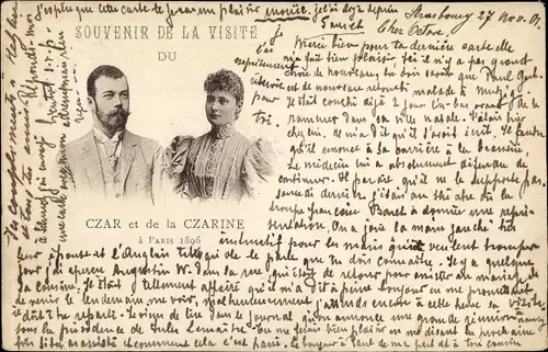 Ak Paris, Czar et la Czarine, Visite 1896, Zar Nikolaus II. von Russland, Alix von Hessen Darmstadt