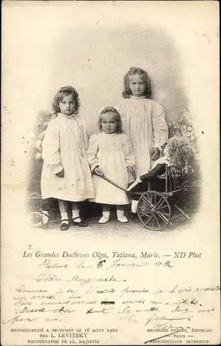 Ak Die Töchter von Zar Nikolaus II. und Alexandra Fjodorowna, Olga, Tatiana, Marie, Puppe